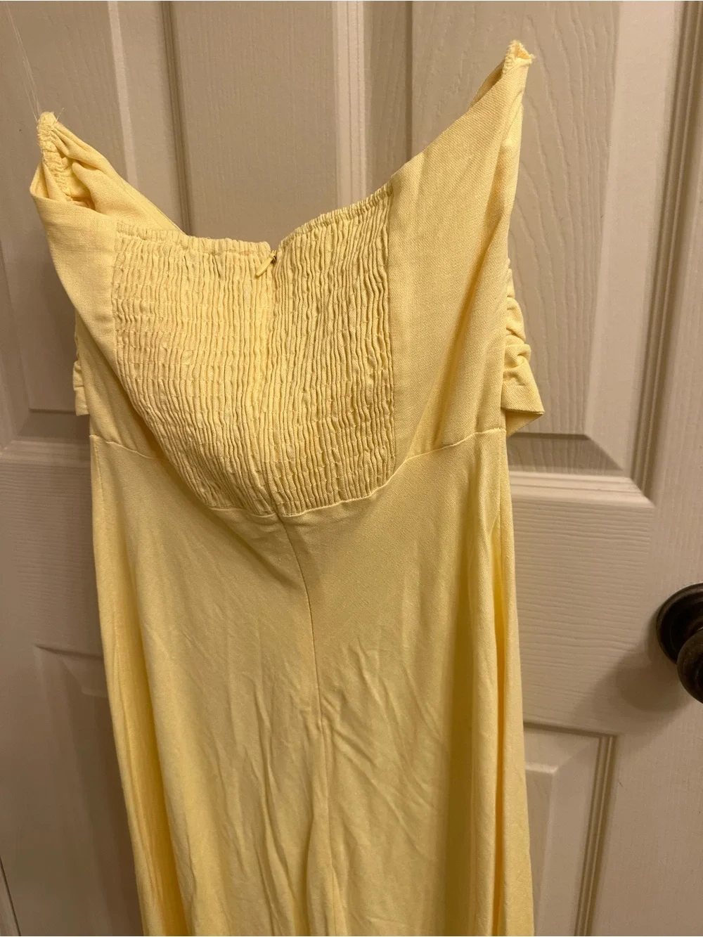 Petal & Pup Yellow Strapless Draped Maxi Dress